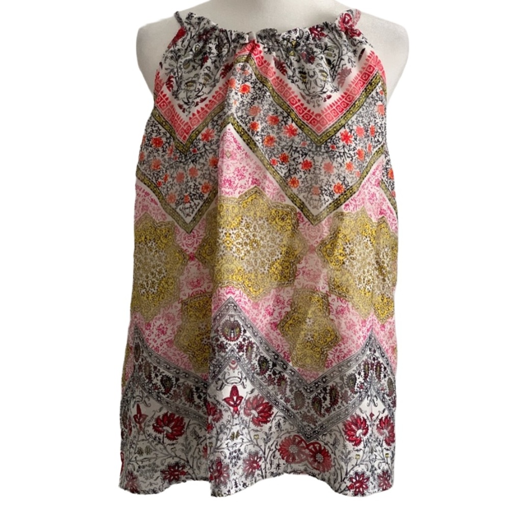LOFT Women’s Cream w/ Multi Floral Print Cami Top Blouse Size: XL